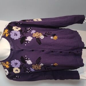 KAREN SCOTT Gorgeous Floral Purple Sweater